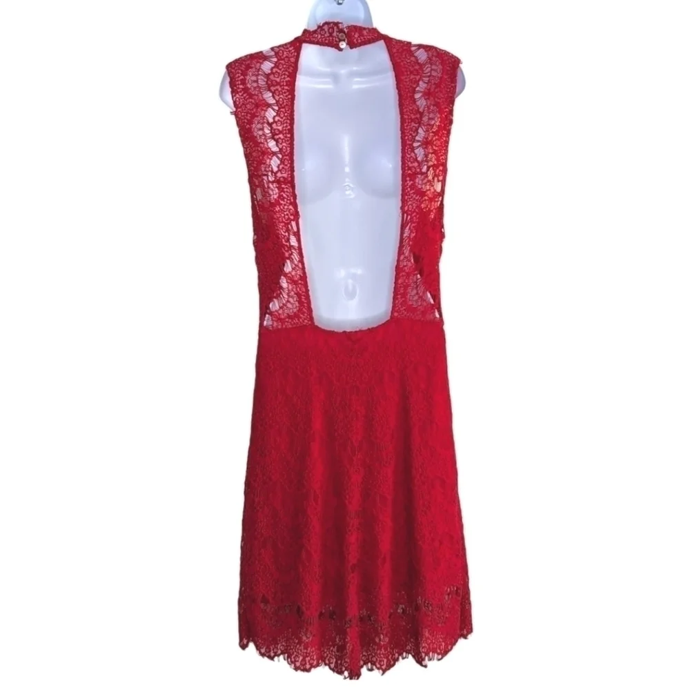 Free People Daydream Cherry Red Lace Dress Size L
